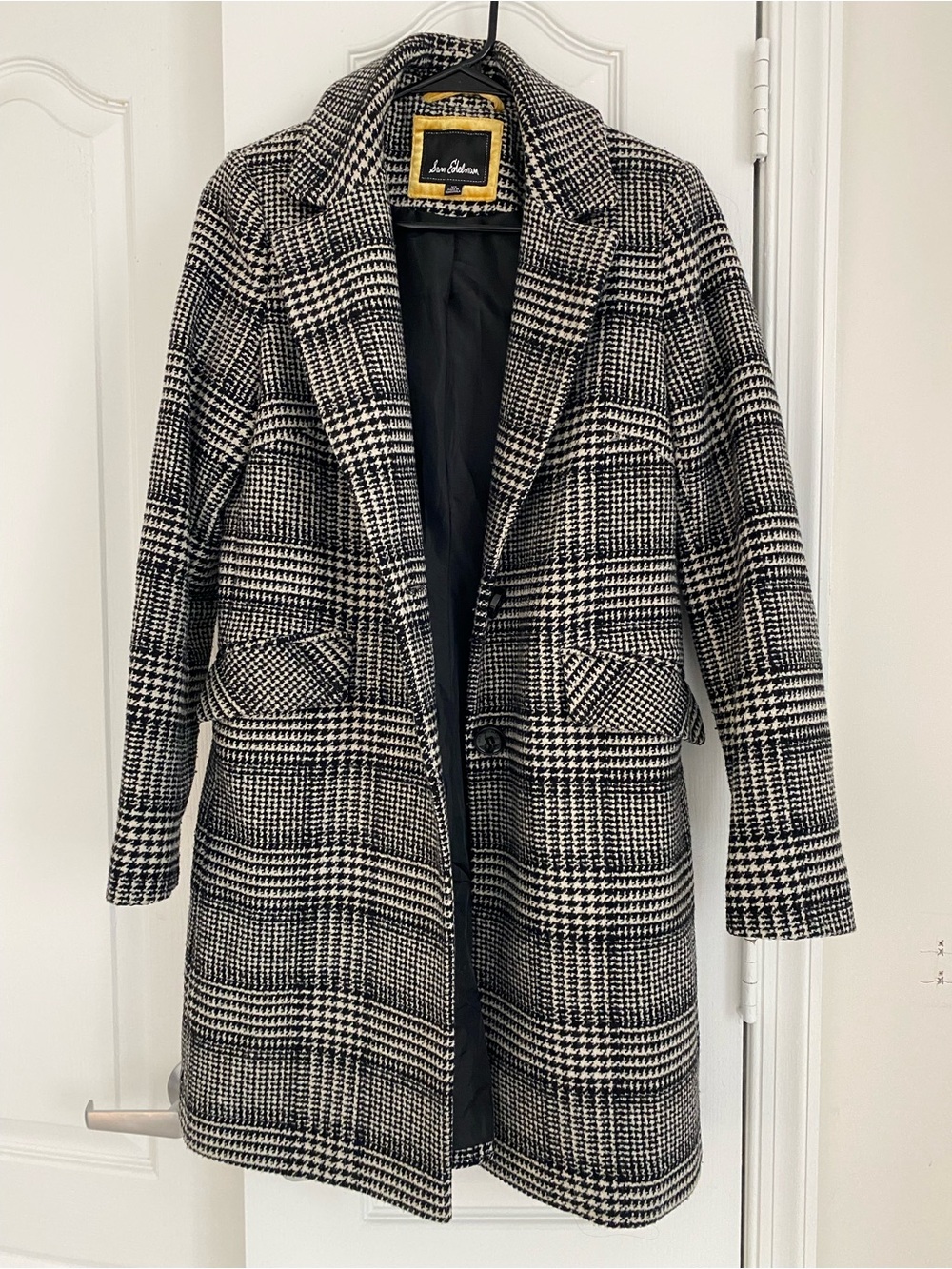 Sam Edelman Black and White Plaid Pea Coat